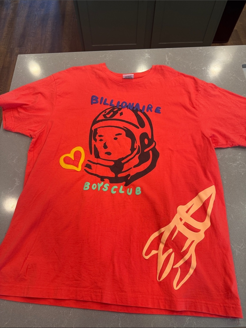 Billionaire Boys Club Red Astronaut Graphic Tee with Rocket